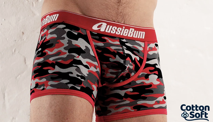 Boxerky AussieBum CottonSoft Camo Red Hipster6